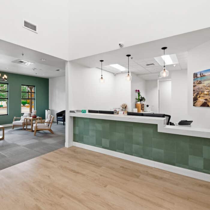 Reception desk and waiting area