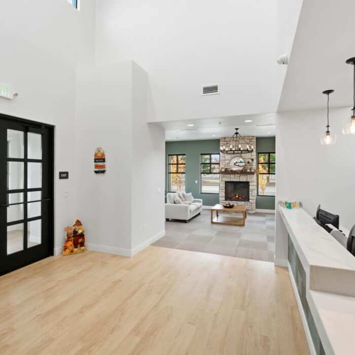 Entry doors opening into the reception area